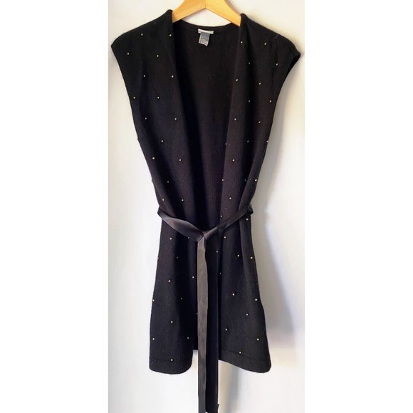 H&M Sleeveless Studded Cardigan with Self Tie - Picture 2 of 6